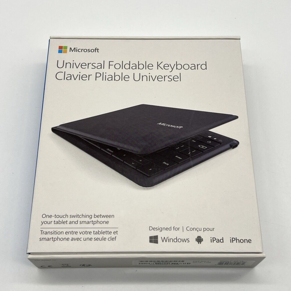 Microsoft Universal Foldable Keyboard Black Bluetooth Spill-Resistant Portable